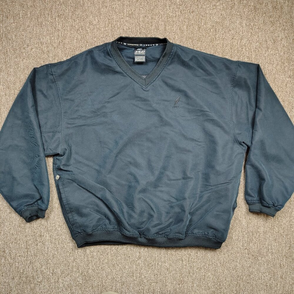 Vintage AHEAD AUTHENTICS Golf Pullover Men 2XL Black Windbreaker Insulated